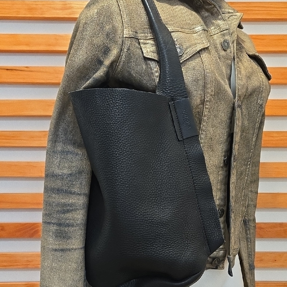 Shinola Detroit Black Pebbled Leather Slouch Tote | Made in‎ USA